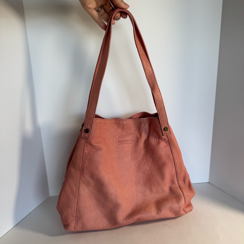 Pink American Leather Shoulder Tote Bag Purse